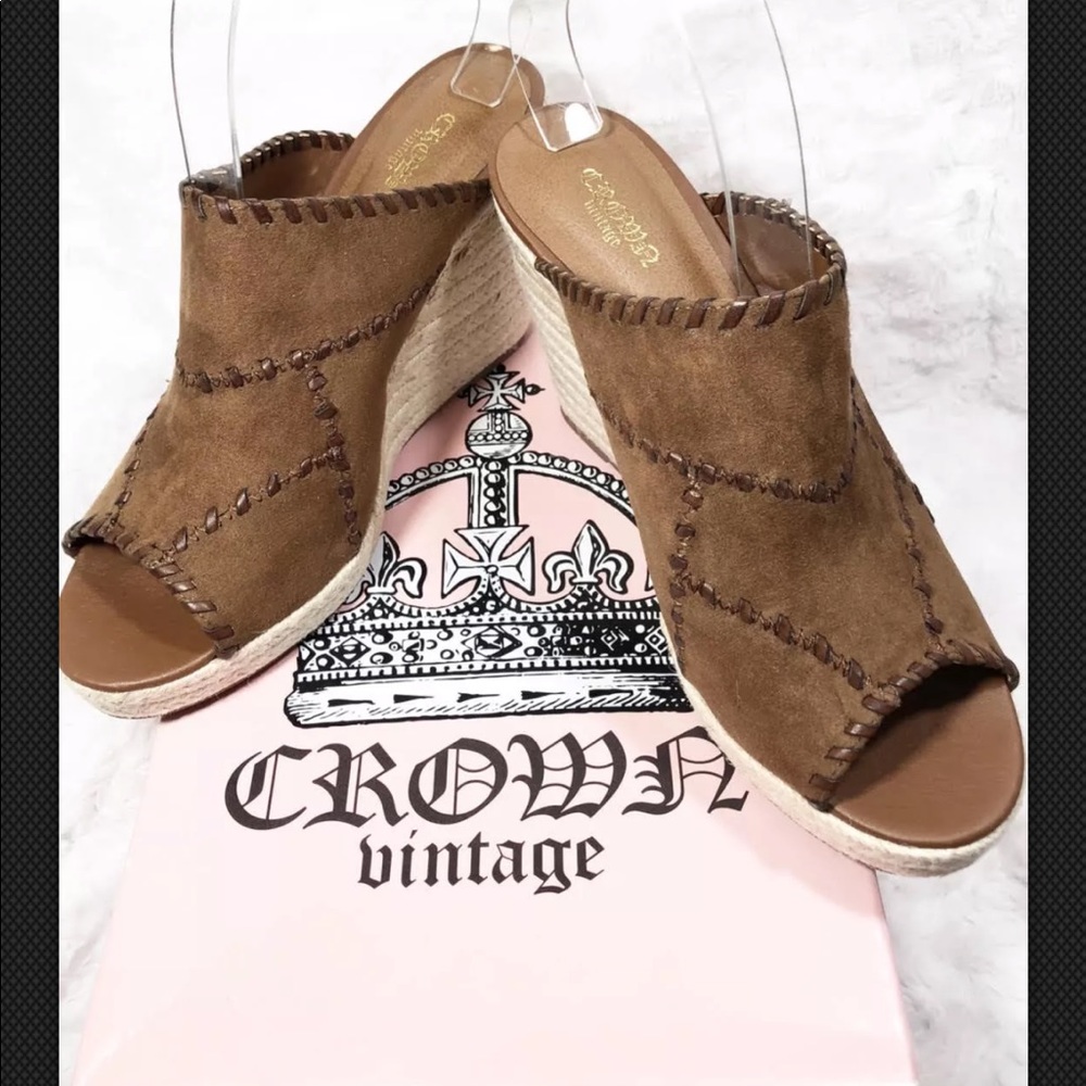 🆕Crown Vintage Mariana Brwn Heeled Mule Wedge 9.5